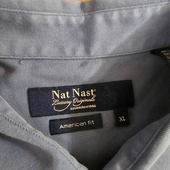 Nat Nast Silk Button Up Hawaiian Shirt Blue Mens XL - Picture 3 of 7